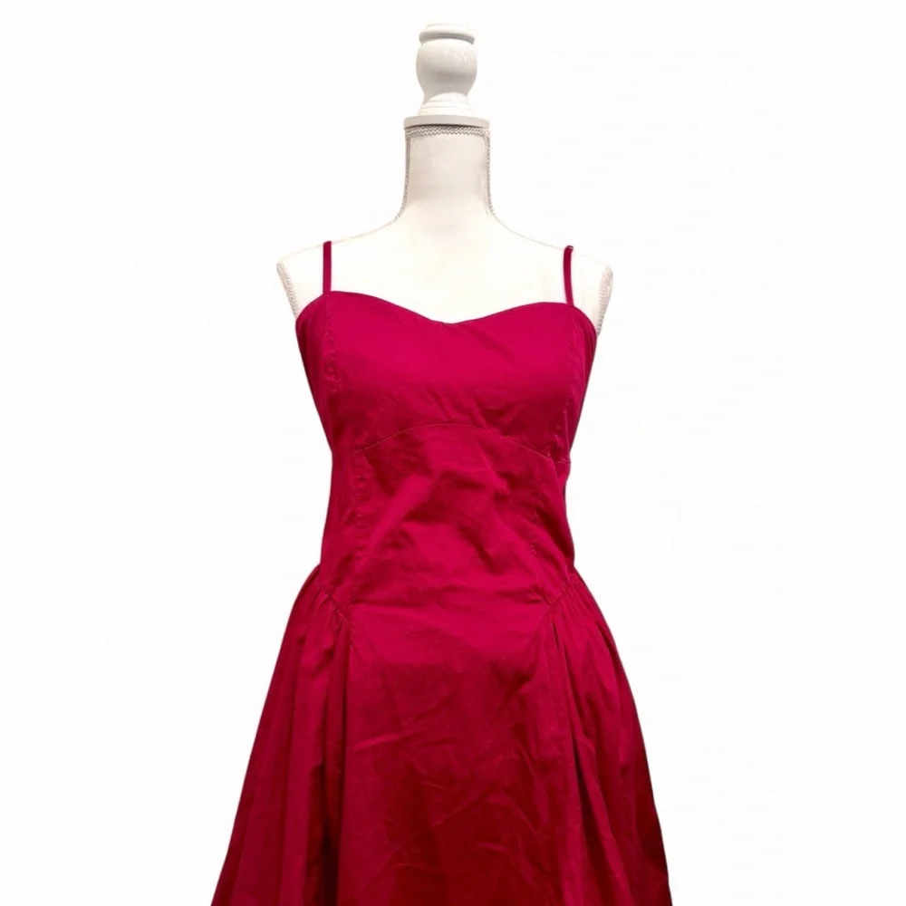 Abercrombie & Fitch Fuschia Pink Open Back Maxi Dress Gown Cotton Formal LT
